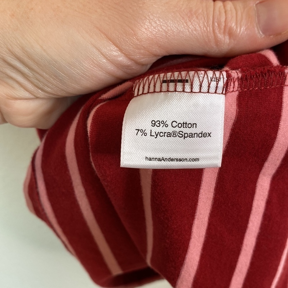 Hanna Andersson striped long-sleeve dress maroon pink Sz 140 - Picture 4 of 4